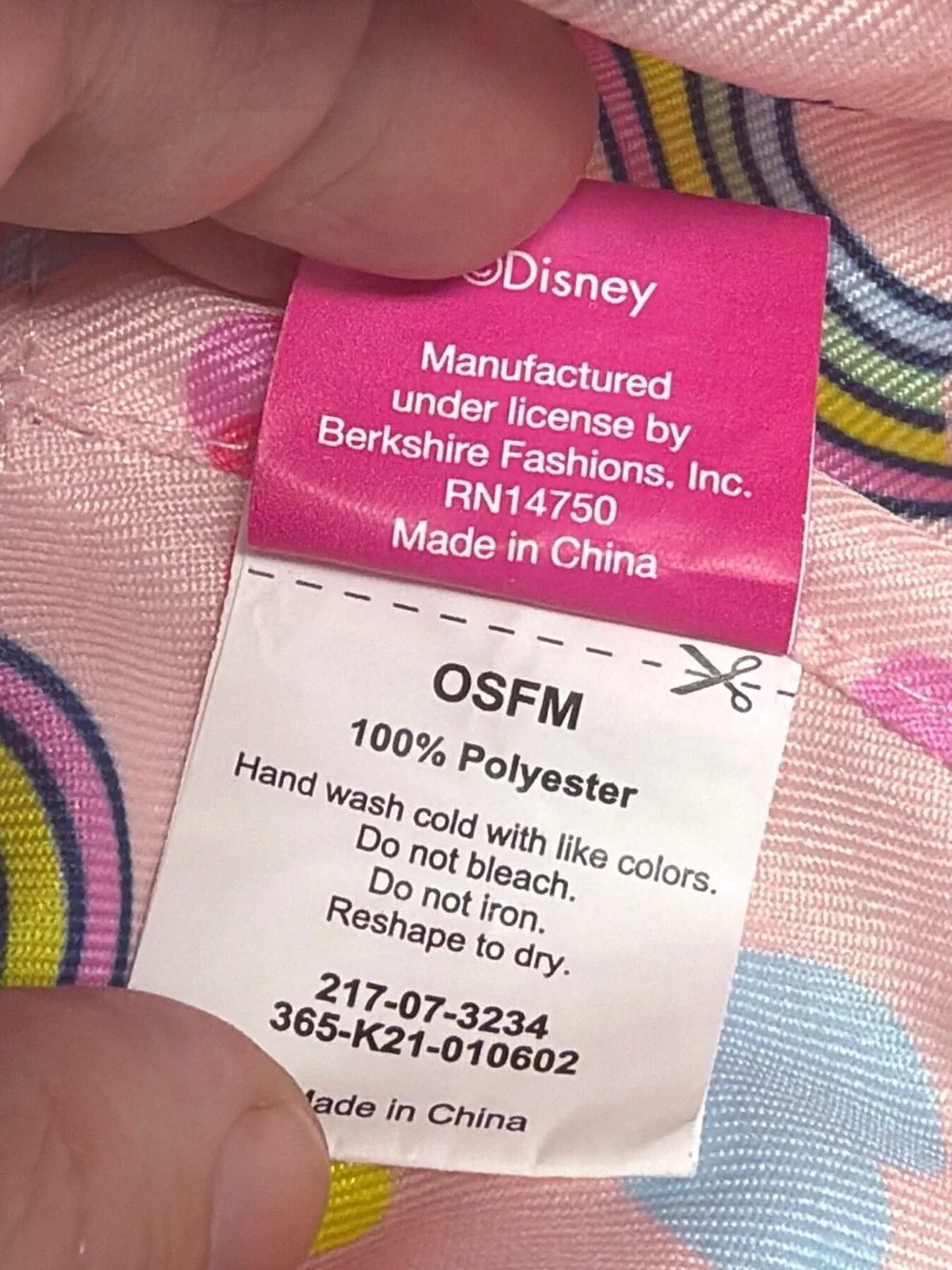 Disney Junior Minnie Mouse pink white polka dot embroidered Bucket Hat OSFM EUC